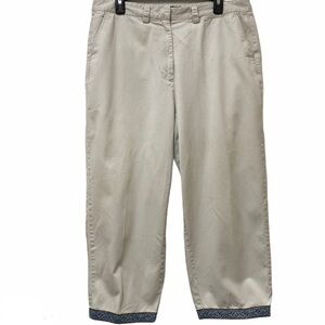 Venezia Khaki Embellished Hem Cropped Pants